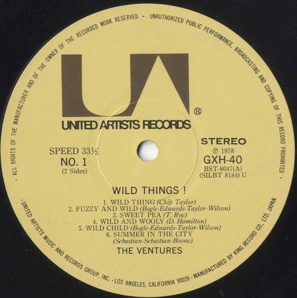 The Ventures : Wild Things! (LP, Album, RE)