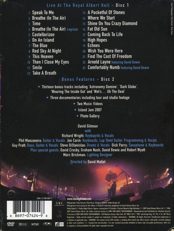 David Gilmour : Remember That Night (Live At The Royal Albert Hall) (2xDVD-V, S/Edition, NTSC, Reg)