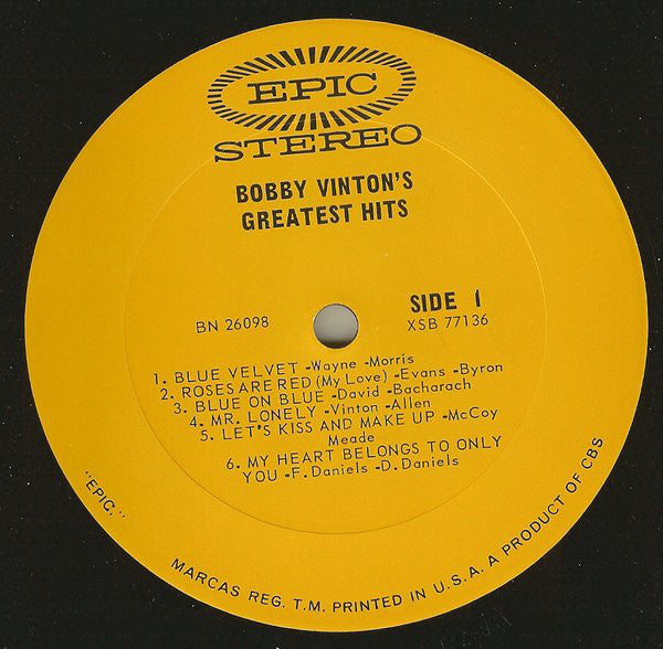 Bobby Vinton : Bobby Vinton's Greatest Hits (LP, Comp)