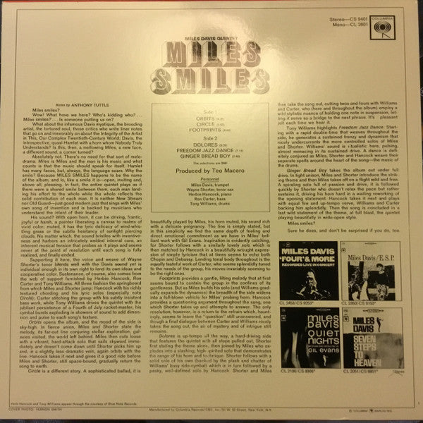 The Miles Davis Quintet : Miles Smiles (LP, Album, RE, 180)