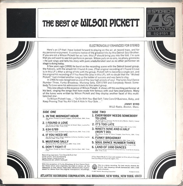 Wilson Pickett : The Best Of Wilson Pickett (LP, Comp)