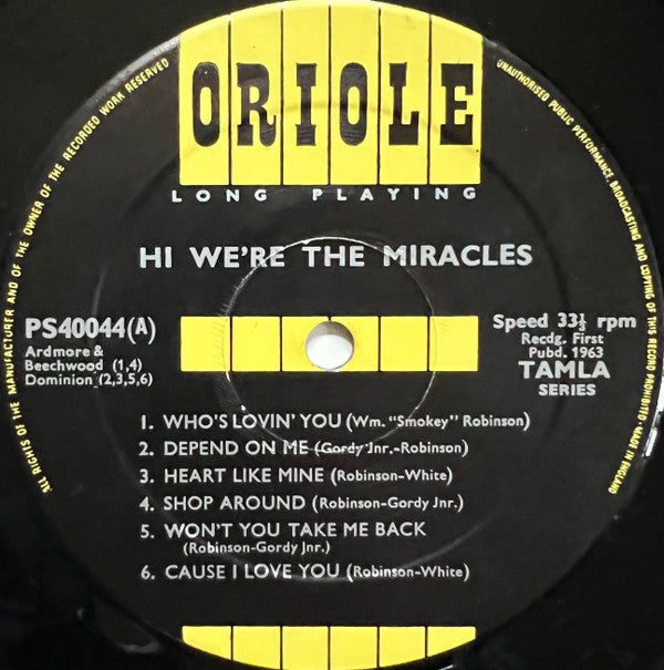 The Miracles : Hi We're The Miracles (LP, Album)