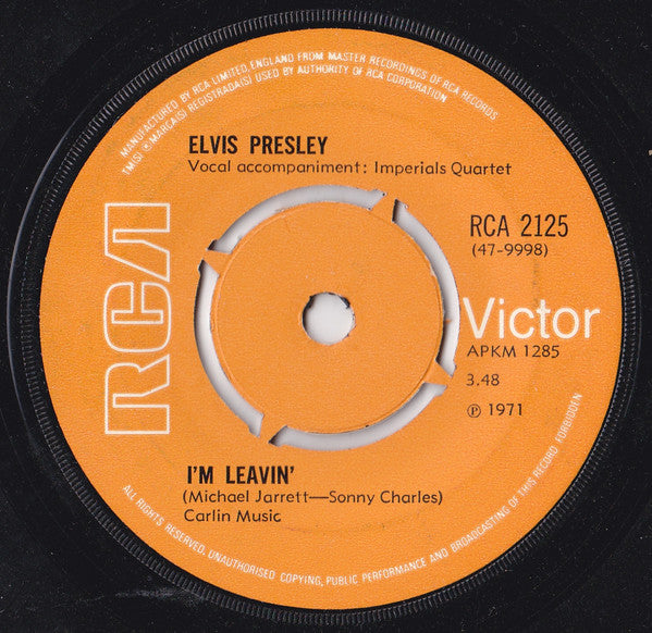 Elvis Presley : I'm Leavin' (7", Single, Kno)