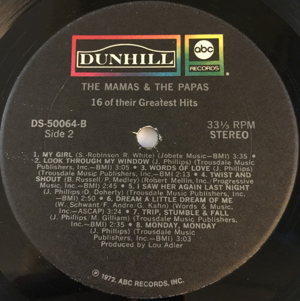 The Mamas & The Papas : 16 Of Their Greatest Hits (LP, Comp, RP)