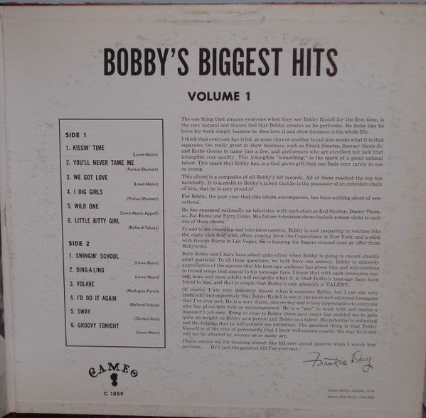 Bobby Rydell : Bobby's Biggest Hits (LP, Album, Comp, Die)