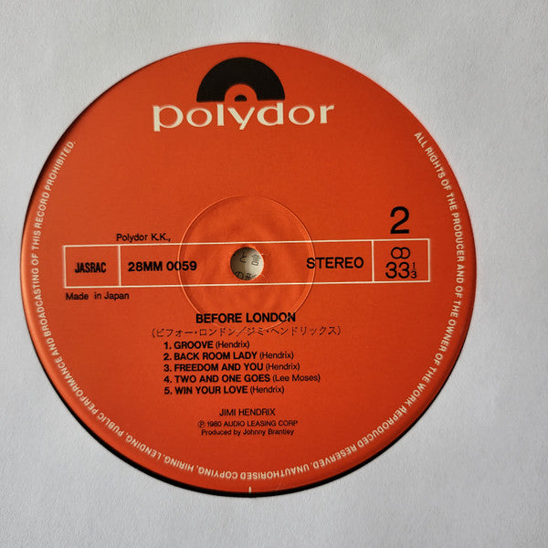 Jimi Hendrix : Before London (LP, Album)