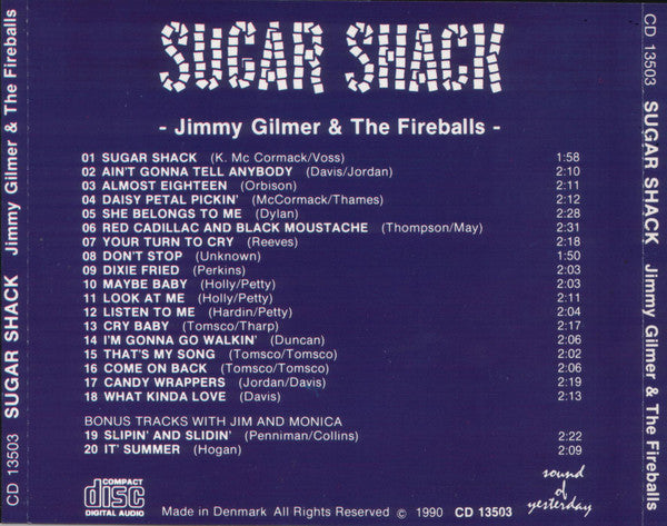 Jimmy Gilmer & The Fireballs : Sugar Shack (CD, Comp, Mono, RE)
