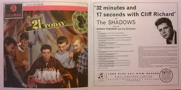 Cliff Richard : 21 Today & 32 Minutes & 17 Seconds (CD, Comp, RM)