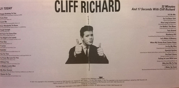 Cliff Richard : 21 Today & 32 Minutes & 17 Seconds (CD, Comp, RM)