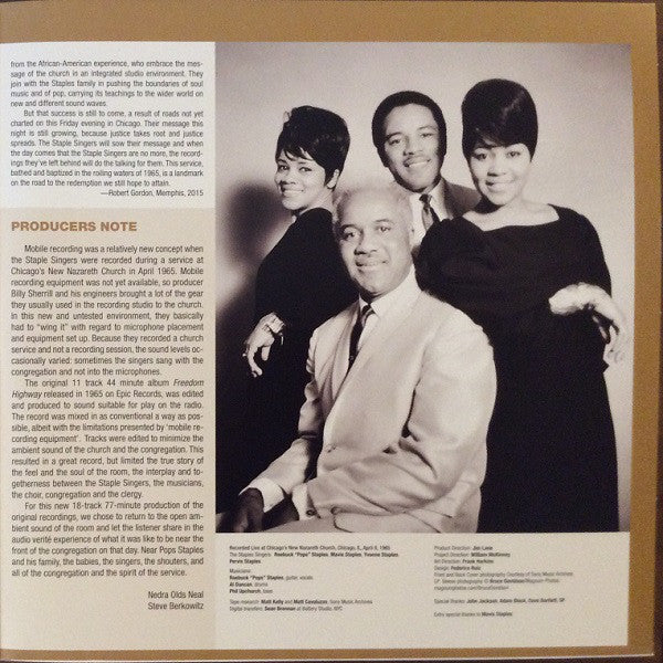 The Staple Singers : Freedom Highway Complete (Recorded Live At Chicago's New Nazareth Church) (2xLP, Album, RE, RM)