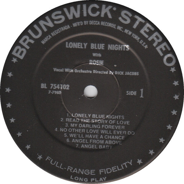 Rose Hamlin : Lonely Blue Nights (LP, Album, RE)