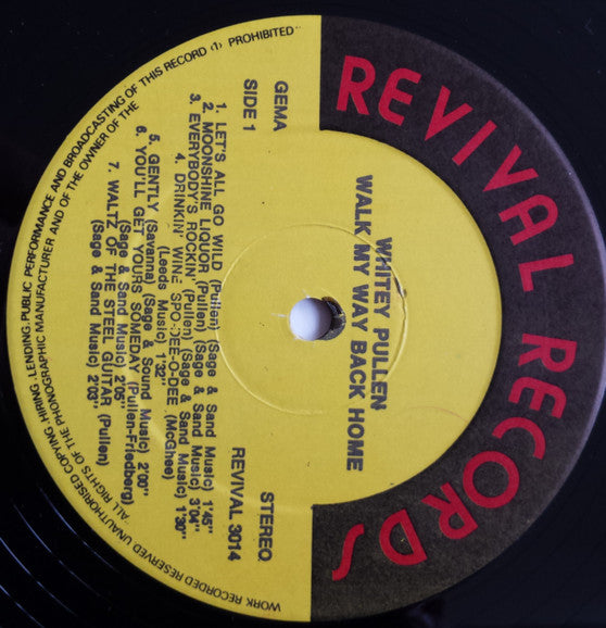 Whitey Pullen : Walk My Way Back Home  (LP, Comp)