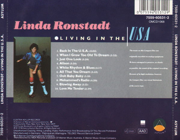 Linda Ronstadt : Living In The USA (CD, Album)