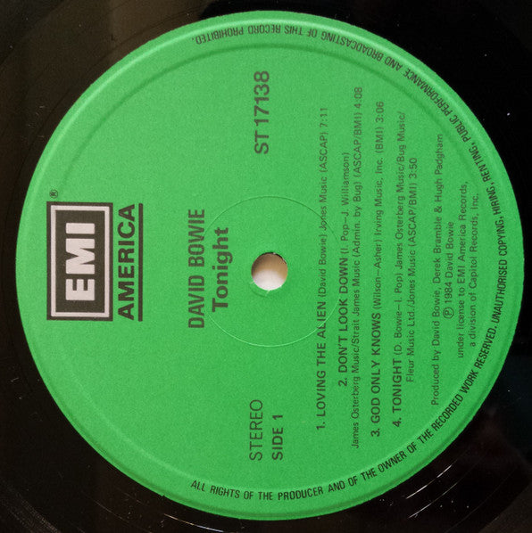 David Bowie : Tonight (LP, Album)