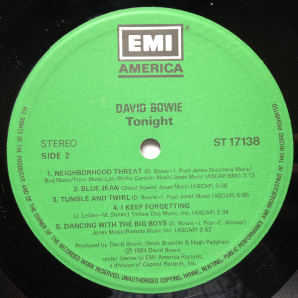 David Bowie : Tonight (LP, Album)