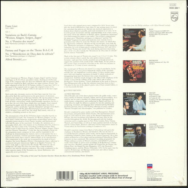 Franz Liszt - Alfred Brendel : Variations on "Weinen, Klagen, Sorgen, Zagen" / "Pensées Des Morts" / Fantasy And Fugue on B-A-C-H / "Bénédiction De Dieu Dans La Solitude" (LP, Dlx, RE, 180)