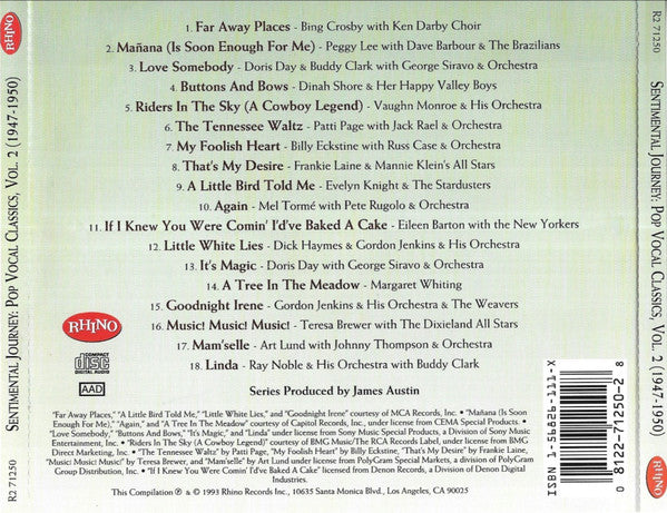 Various : Sentimental Journey - Pop Vocal Classics, Vol. 2 (1947-1950) (CD, Comp)