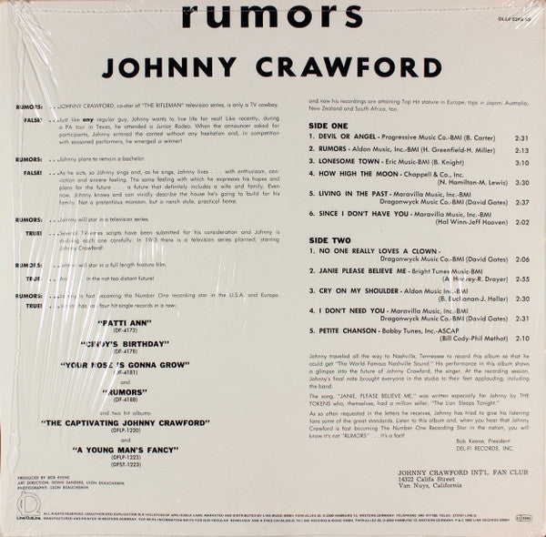 Johnny Crawford : Rumors (LP, Mono, RE)
