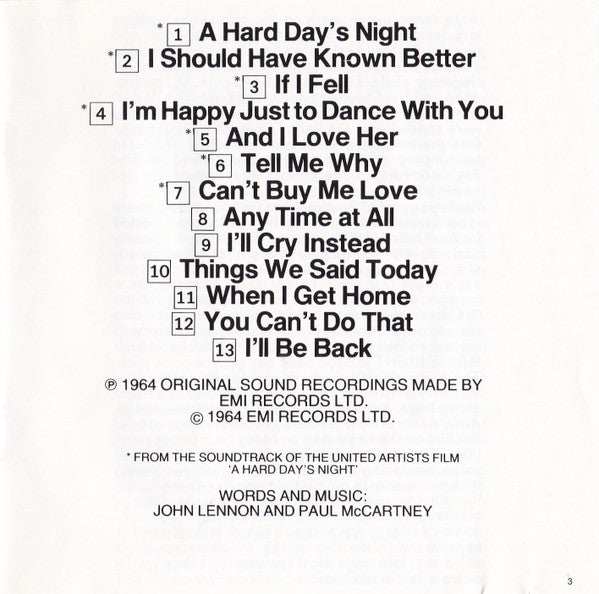 The Beatles : A Hard Day's Night (CD, Album, RE, DAD)