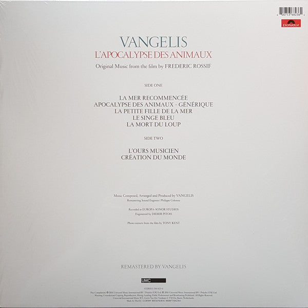 Vangelis : L'Apocalypse Des Animaux (LP, Album, RE, RM, 180)