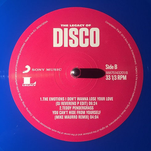 Various : The Legacy Of Disco (2x12", Comp, M/Print, Blu)