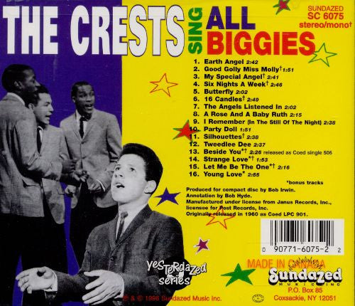 The Crests : The Crests Sing All Biggies (CD, Album, Mono, RE)