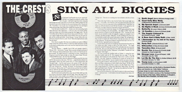 The Crests : The Crests Sing All Biggies (CD, Album, Mono, RE)