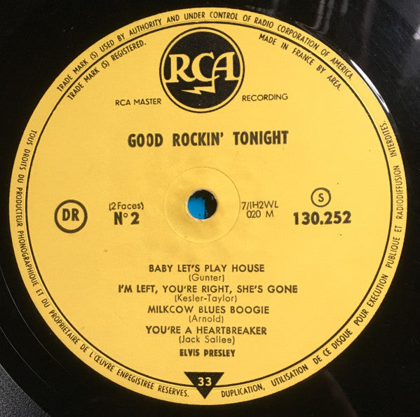 Elvis Presley : Good Rockin' Tonight (10", Comp, RP, Yel)