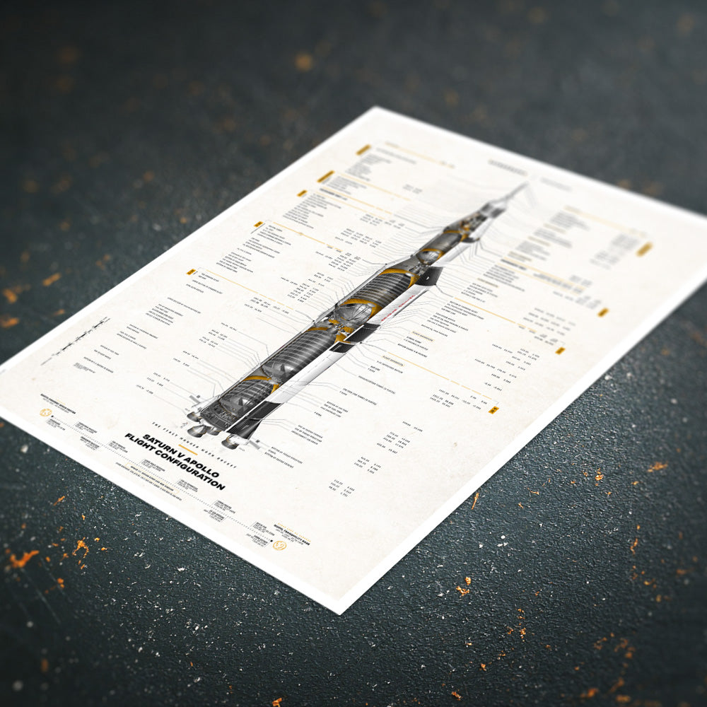 Saturn V Apollo Flight Configuration Redesigned Poster, White | Astrography - Wake Concept Store