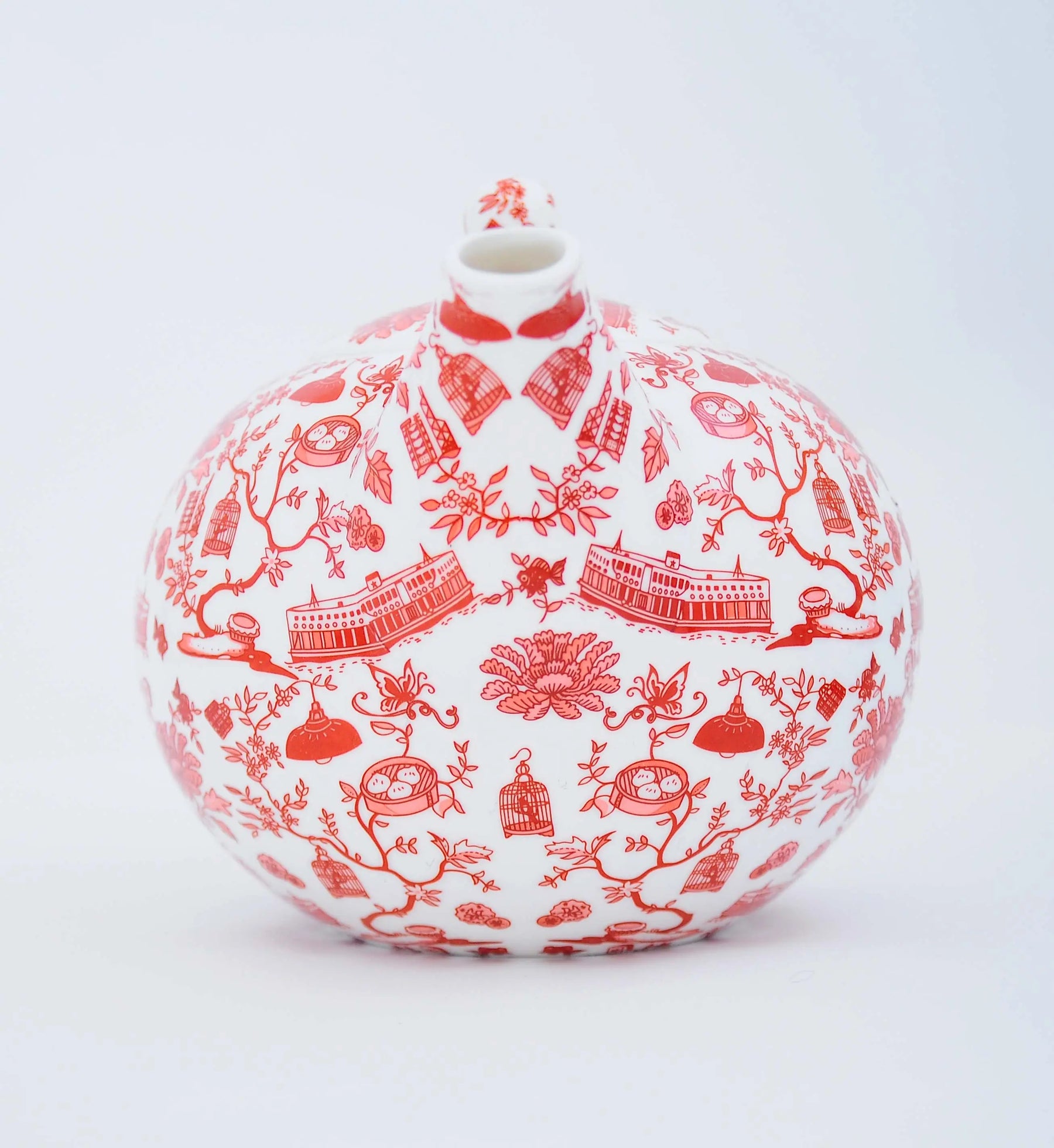Hong Kong Toile Teapot, Red by Faux | Young Soy - Wake Concept Store