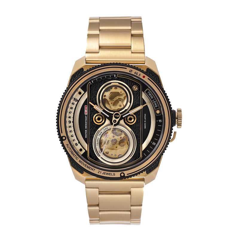 Automatic Twin Lens Watch - Retro Gold Box Set | TACS - Wake Concept Store