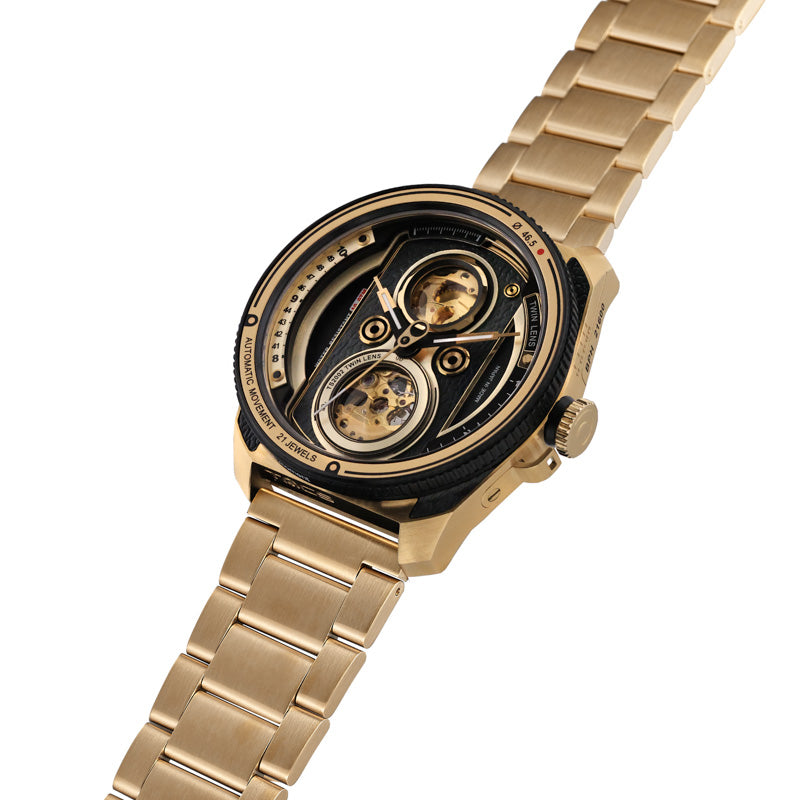 Automatic Twin Lens Watch - Retro Gold Box Set | TACS - Wake Concept Store
