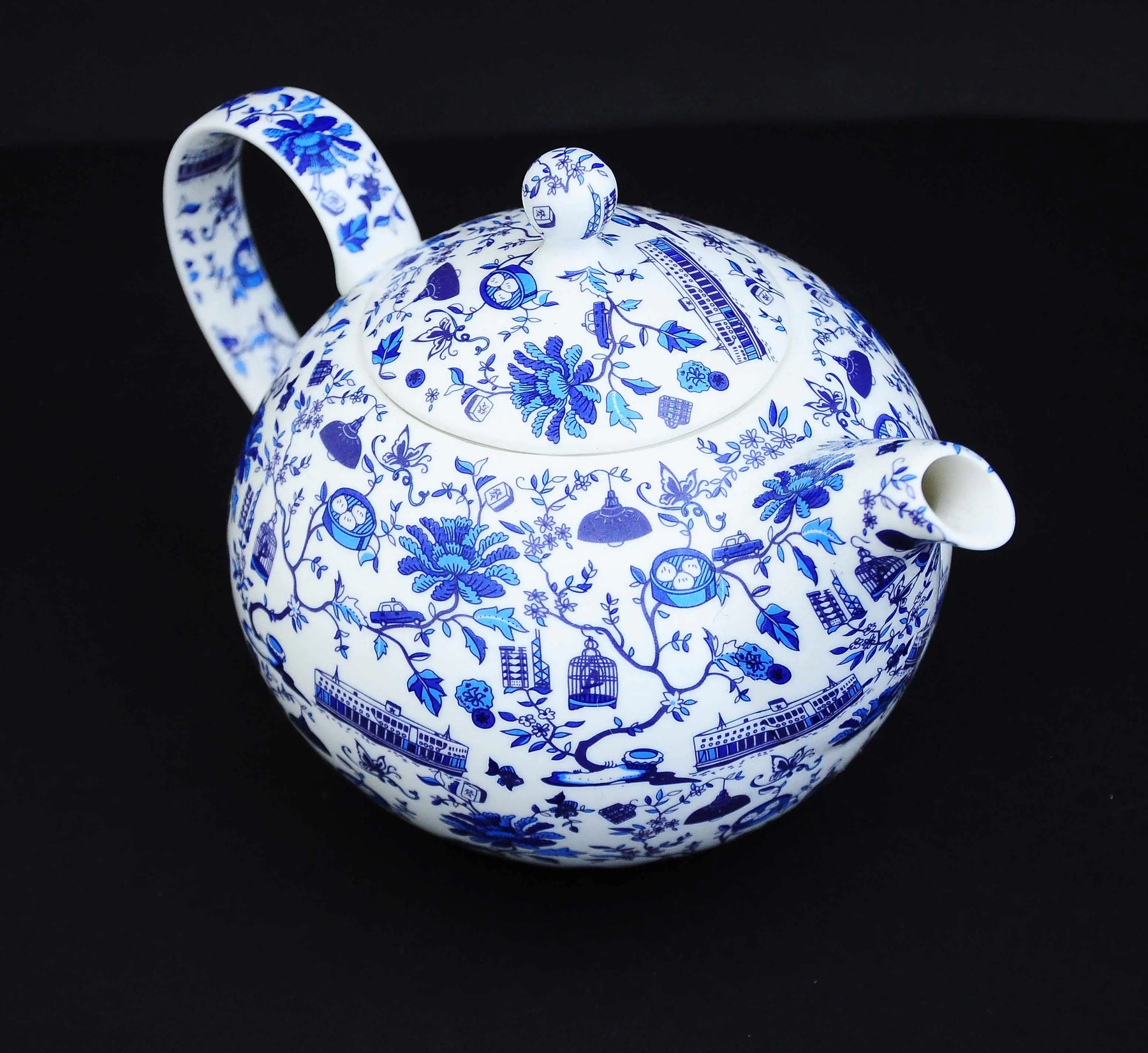 Hong Kong Toile Teapot, Blue by Faux | Young Soy - Wake Concept Store