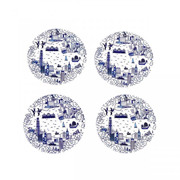 Hong Kong Willow Coasters - Set Of 4, Blue by Faux | Young Soy - Wake Concept Store