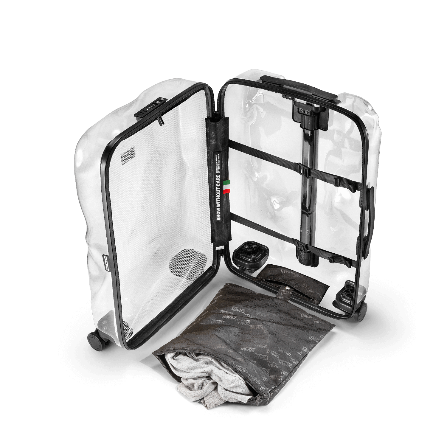 Share, Clear Medium 4 Wheels Suitcase | Crash Baggage - Wake Concept Store