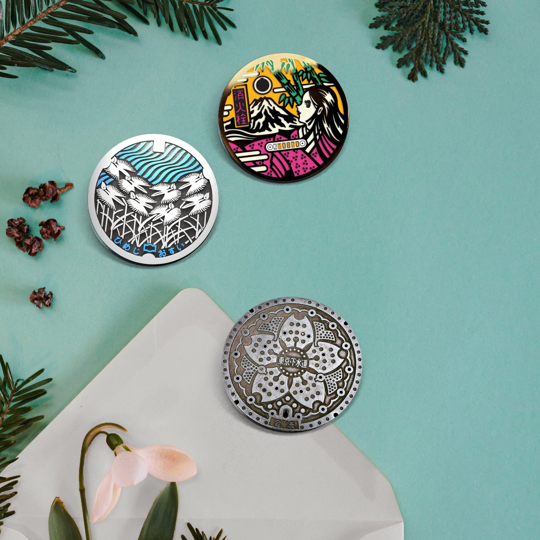 Japanese Manhole Enamel Pins 51mm | DrainArt - Wake Concept Store