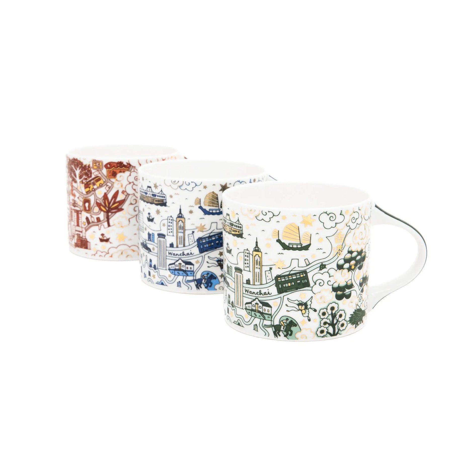 Hong Kong Willow Festive Mugs, Set Of 3 by Faux | Young Soy - Wake Concept Store