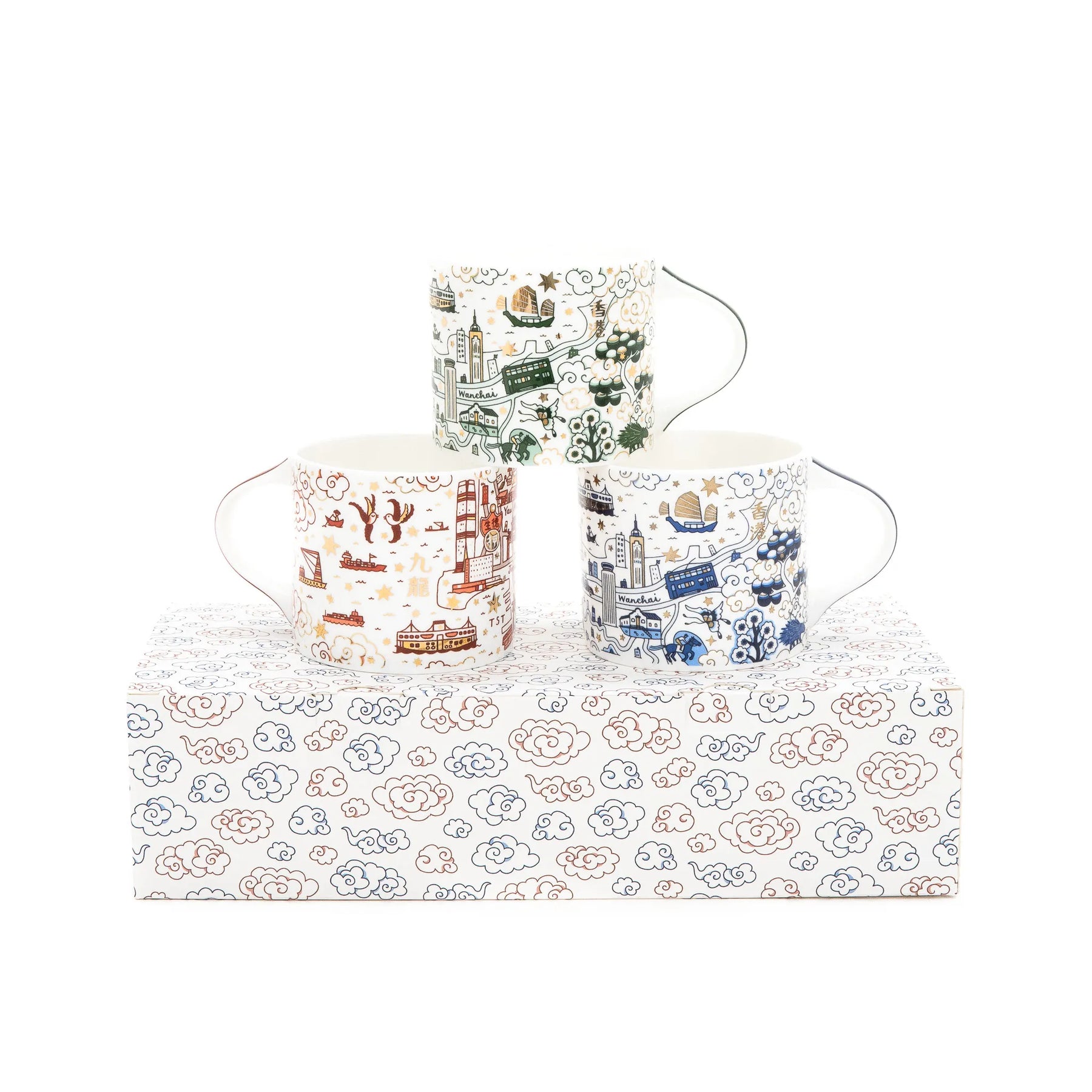 Hong Kong Willow Festive Mugs, Set Of 3 by Faux | Young Soy - Wake Concept Store