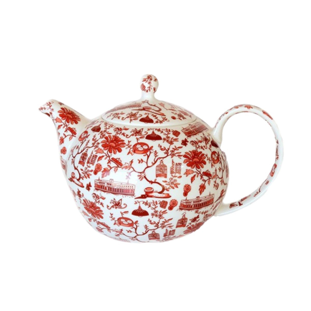Hong Kong Toile Teapot, Red by Faux | Young Soy - Wake Concept Store