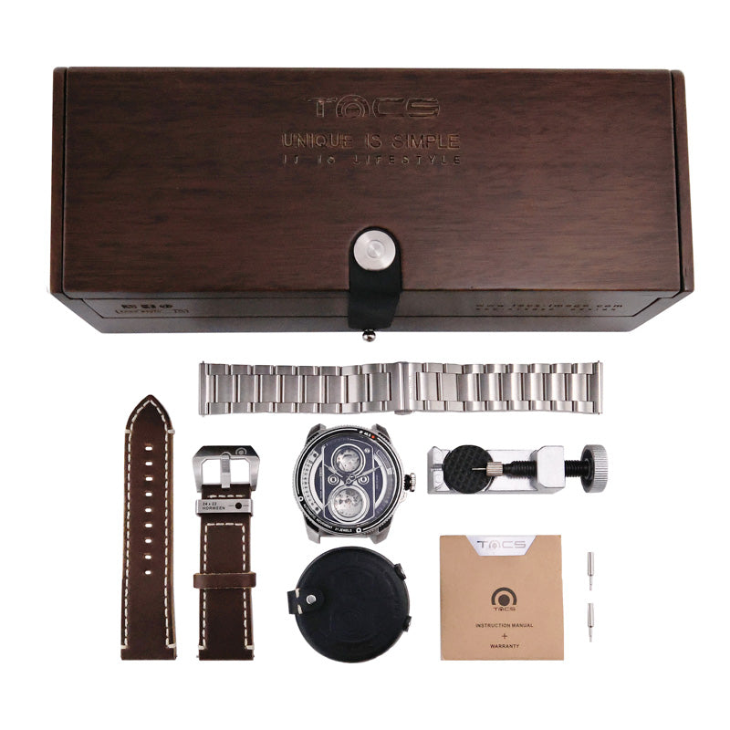 Automatic Twin Lens Watch - Modern Silver Box Set | TACS - Wake Concept Store