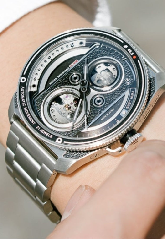 Automatic Twin Lens Watch - Modern Silver Box Set | TACS - Wake Concept Store