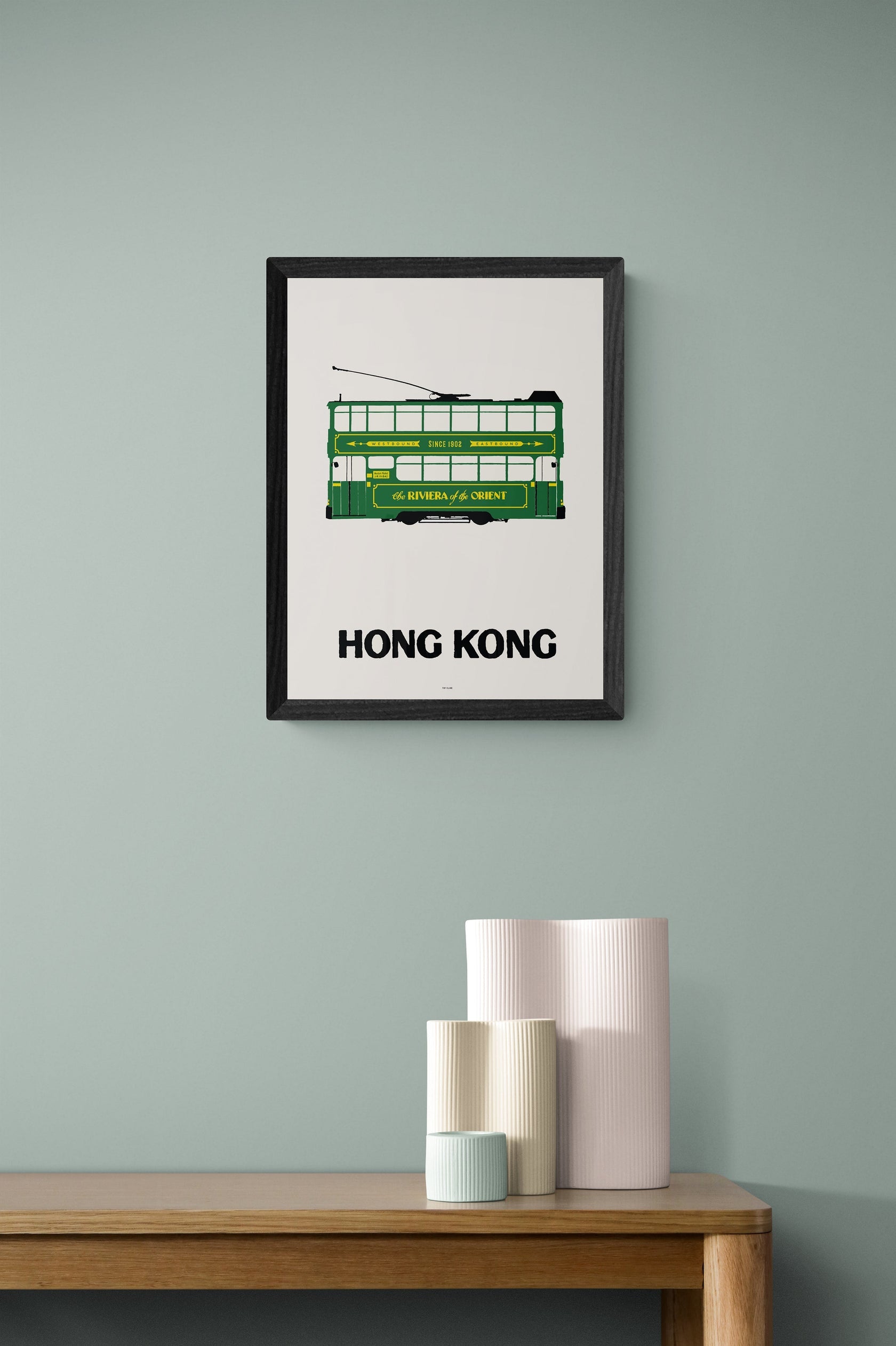 Framed Tram Green Offset | Tiny Island - Wake Concept Store