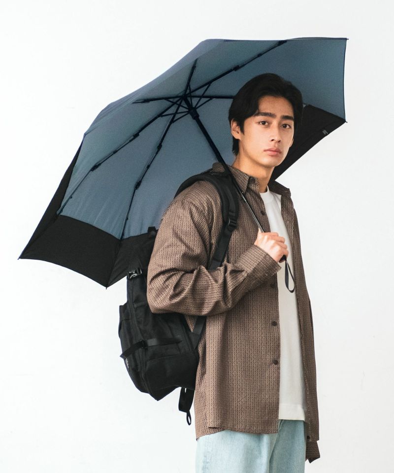Wpc. Back Protect Mini Folding Umbrella, Black/Khaki