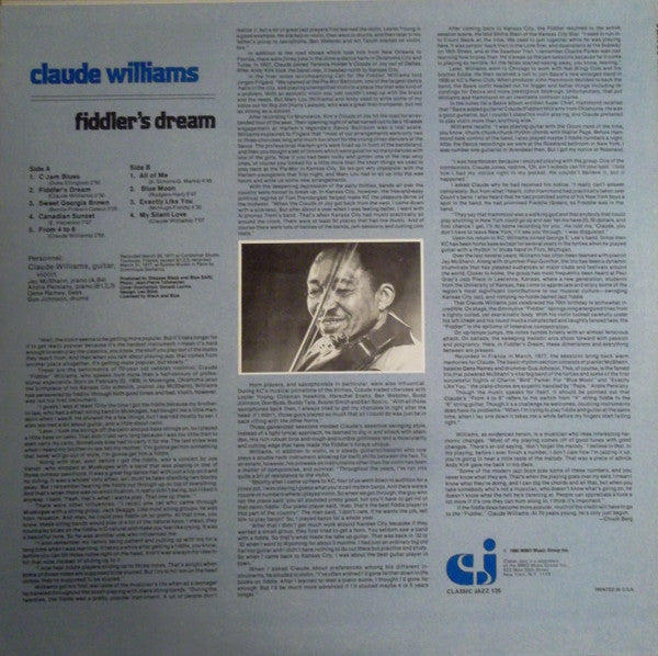 Claude Williams : Fiddler's Dream (LP, Album)