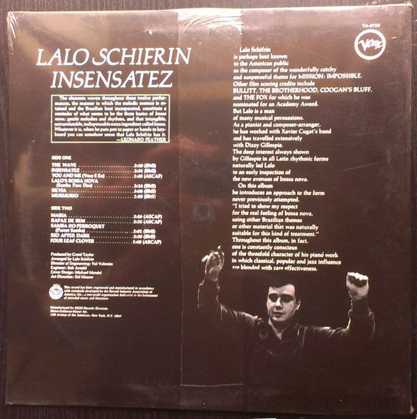 Lalo Schifrin : Insensatez (LP, Album, RE, 180)