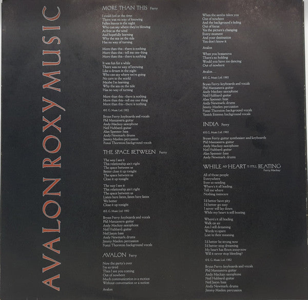 Roxy Music : Avalon (LP, Album)