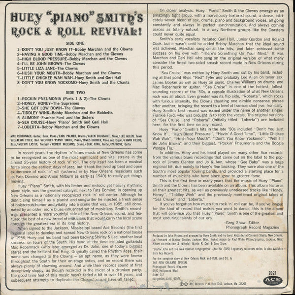 Huey "Piano" Smith : Huey "Piano" Smith's Rock & Roll Revival! (LP, Comp)