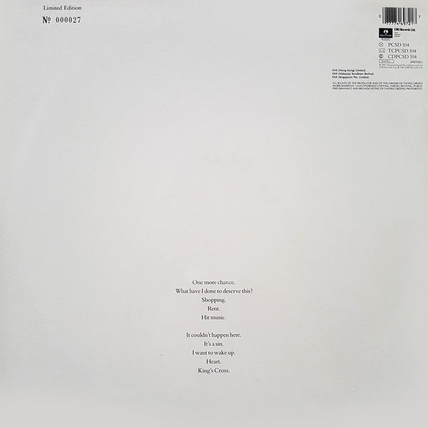 Pet Shop Boys : Actually (LP, Album, Ltd, Num, Cle)