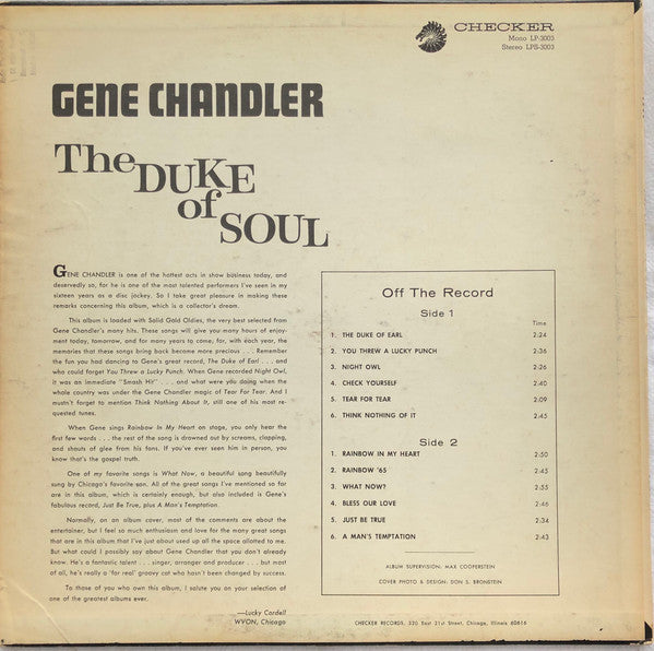 Gene Chandler : The Duke Of Soul (LP, Comp, Mono)