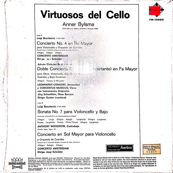 Anner Bylsma : VIRTUOSES CELLO (LP)